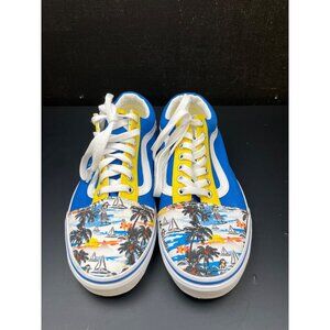Vans Unisex Blue Yellow Tropical Skater Shoes Size Wide 7.5M 9W SKU 6326